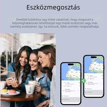 Ellopás elleni tracker, ABS ház, 210 mAh, méretek 31,9×8,8 mm, tömeg 10,5 g, Android-kompatibilis