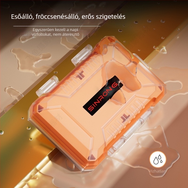 Átlátszó SD-kártya tároló doboz, Modell E8 — Víz- és porálló, Mobiltelefonokhoz és kamerákhoz; Memória kártyák szervező tartalmaz karabíner, kártya eltávolításához pin és csat