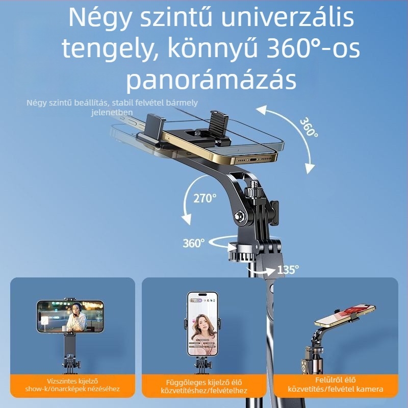 Telefon gimbal stabilizátor – rozsdamentes acélból, kézi működtetés, rezgésmentesítés nélkül, távvezérlő nélkül, Bluetooth nélkül, világítás nélkül, IBIS nélkül