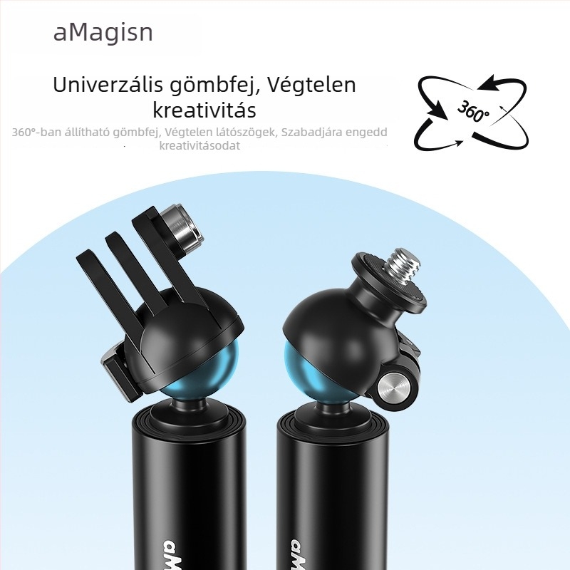 Amagisn Ball Head Selfie Stick akciókamerákhoz | univerzális kompatibilitás | Alumíniumötvözet + rozsdamentes acél