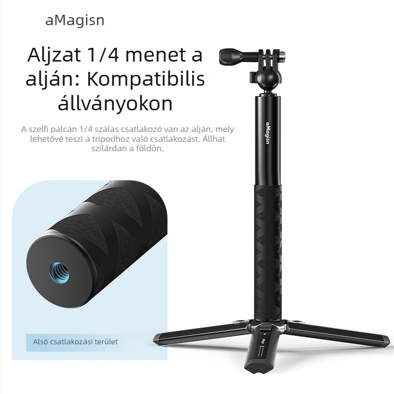 Amagisn Ball Head Selfie Stick akciókamerákhoz | univerzális kompatibilitás | Alumíniumötvözet + rozsdamentes acél