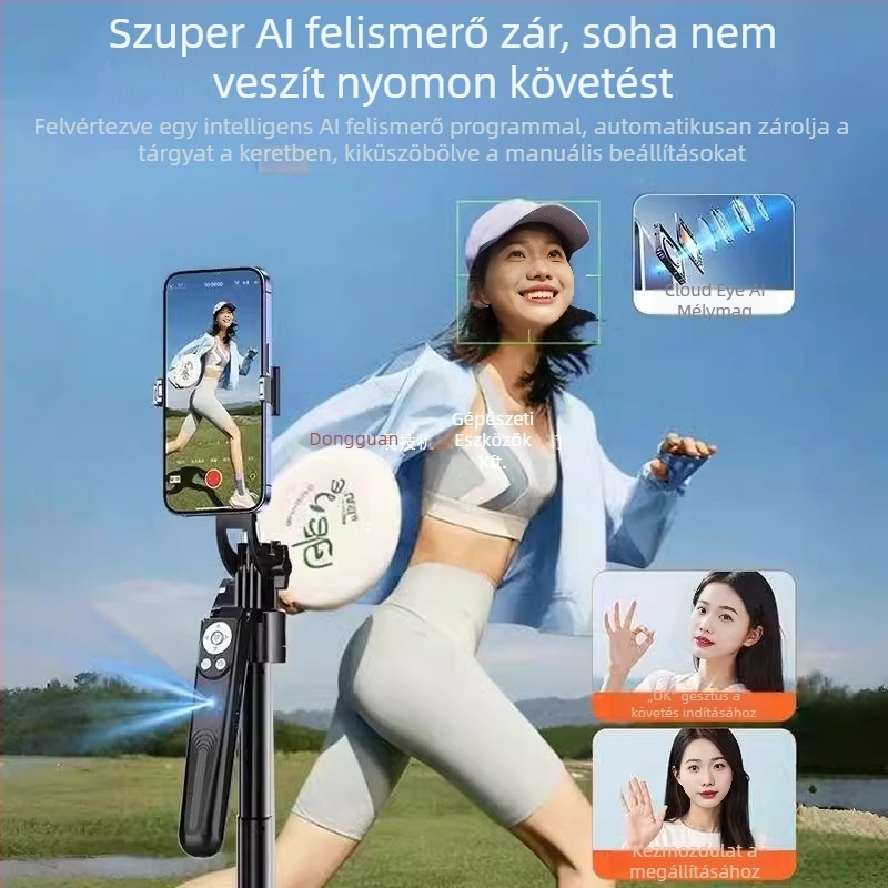 Okos önkövető gimbalos selfie stick, 360° forgás, karbon szálas kivitel, távirányítóval, stabilizáció