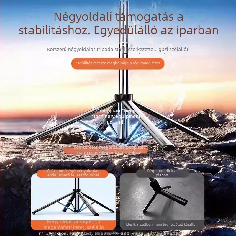 Okos önkövető gimbalos selfie stick, 360° forgás, karbon szálas kivitel, távirányítóval, stabilizáció