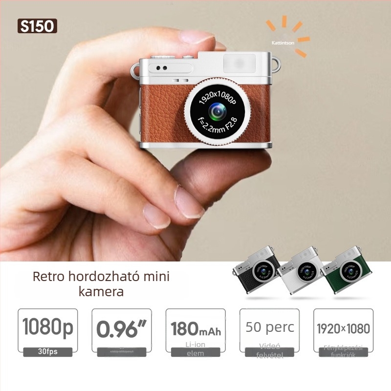 Rétro mini kamera medál nyaklánc S150 - 0.96 LCD, TF-kártya tárhely, 1 MP alatt felbontás, videó- és fényképkészítés