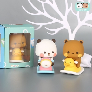 Panda Yi Er és BuBu asztali figura – aranyos, rajzfilmszerű gyanta díszfigura