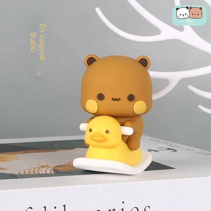 Panda Yi Er és BuBu asztali figura – aranyos, rajzfilmszerű gyanta díszfigura
