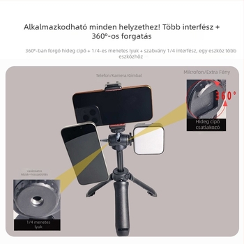 Asztali kinyúló állvány videó- és fotózásra, hordozható kézi tartó tükör nélküli kamerákhoz, univerzális kialakítás, környezetbarát anyagok, testreszabási lehetőség