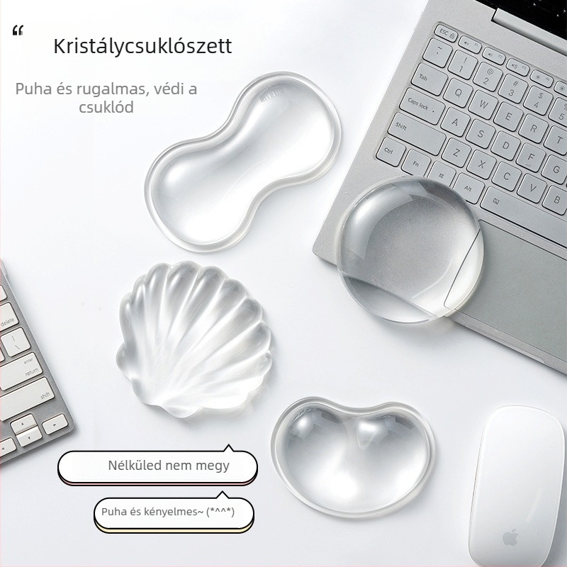 Átlátszó vízcsepp dizájnnal készült egércsukló alátét, csúszásmentes, természetes gumi, irodai és laptophoz