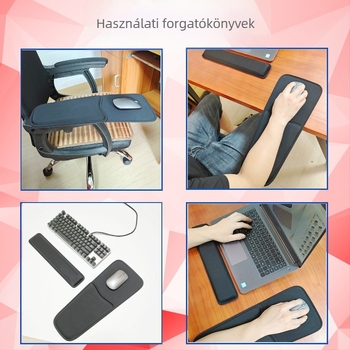 Kéztámaszos egérpad billentyűzethez és asztalhoz - magas sűrűségű, puha textil, csúszásmentes, kéz párna, varrott, OEM testreszabható