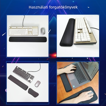 Kéztámaszos egérpad billentyűzethez és asztalhoz - magas sűrűségű, puha textil, csúszásmentes, kéz párna, varrott, OEM testreszabható