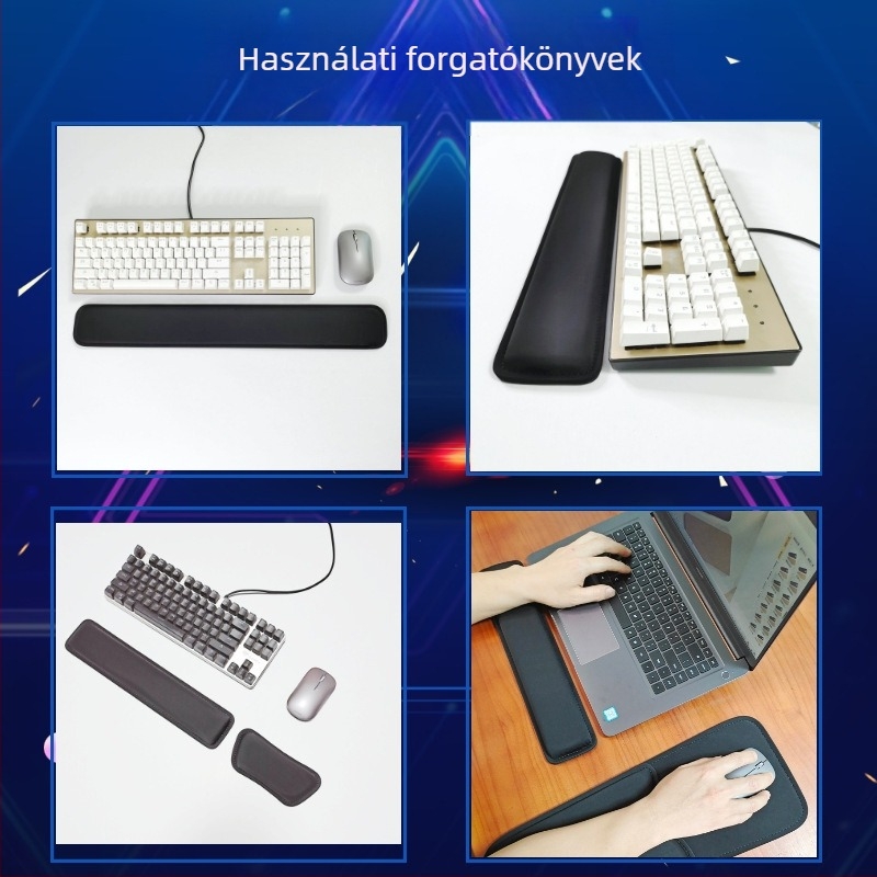 Kéztámaszos egérpad billentyűzethez és asztalhoz - magas sűrűségű, puha textil, csúszásmentes, kéz párna, varrott, OEM testreszabható