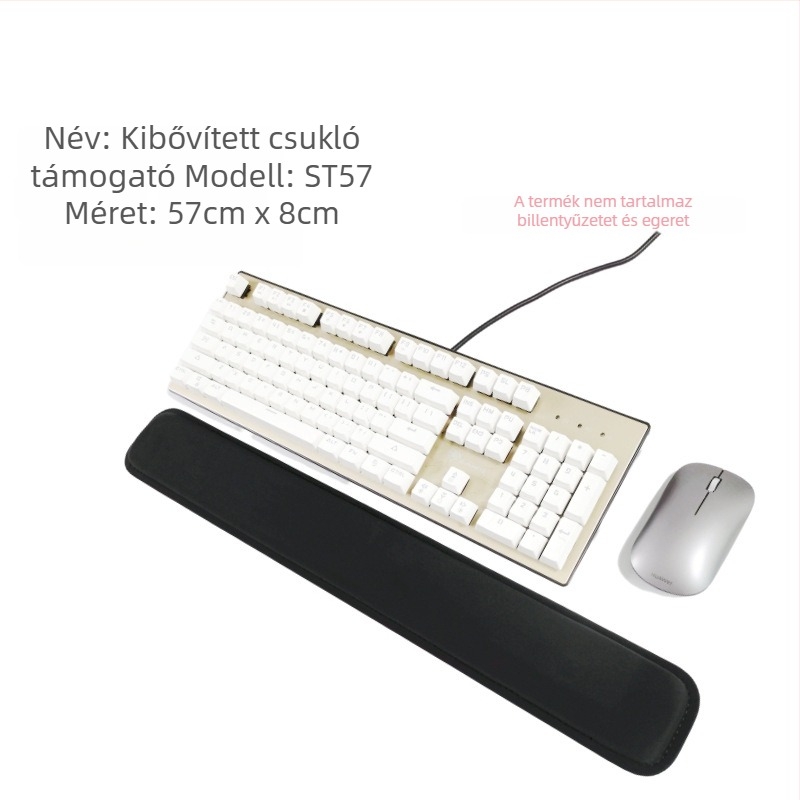 Kéztámaszos egérpad billentyűzethez és asztalhoz - magas sűrűségű, puha textil, csúszásmentes, kéz párna, varrott, OEM testreszabható
