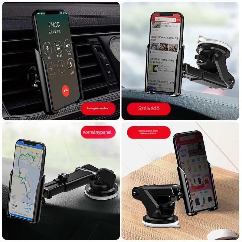Autóba illő telefon-tartó gravitációs mechanizmussal, műanyag, Gravity Support modell, COOBOWE, univerzális kompatibilitás