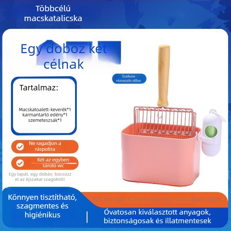 Macska almot felszedő lapát és szemetes – 2 az 1-ben, műanyag, nem importált, ajándék nélkül