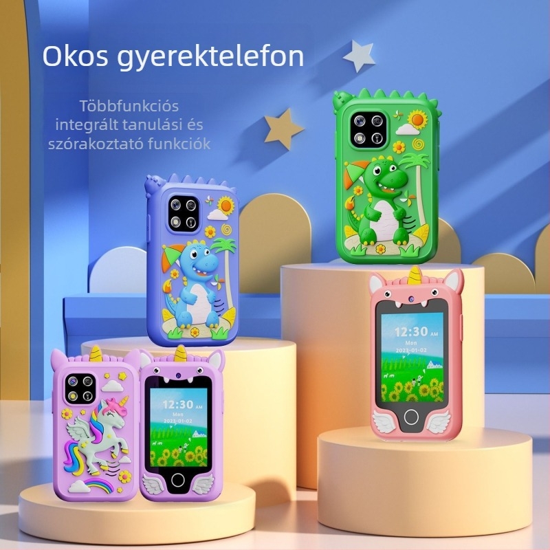 Gyermekeknek tervezett oktató okostelefon HD kamerával, érintőképernyő, TF-kártya támogatás, ABS+szilikon test, 40MP+ képérzékelő