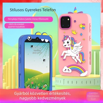 Gyerekeknek szánt H1-es egyszarvú témájú kamera, 1 MP-es szenzor, TF-kártya tárhely, ABS műanyag és szilikon test, 1–3 órás akkumulátor-üzemidő, funkciók: fényképezés, videó, játékok, filterek, fotó matricák