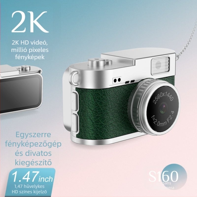 S-160 mini digitális kamera medál, 1 MP szenzor, 1,47" LCD, TF-kártya támogatás, videózás és fényképezés
