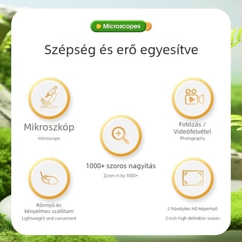 X10 Gyerekeknek hordozható 4K mikroszkóp kamera kijelzővel, 2 hüvelykes LCD, TF tárhely, ABS ház
