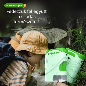 X10 Gyerekeknek hordozható 4K mikroszkóp kamera kijelzővel, 2 hüvelykes LCD, TF tárhely, ABS ház