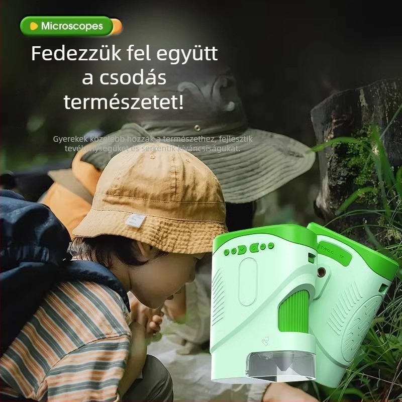X10 Gyerekeknek hordozható 4K mikroszkóp kamera kijelzővel, 2 hüvelykes LCD, TF tárhely, ABS ház