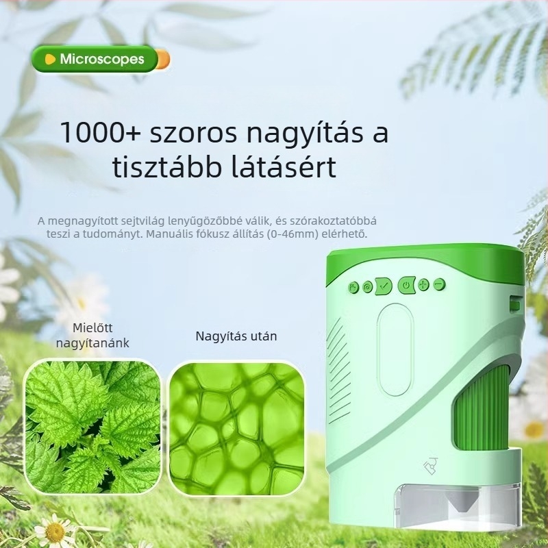 X10 Gyerekeknek hordozható 4K mikroszkóp kamera kijelzővel, 2 hüvelykes LCD, TF tárhely, ABS ház