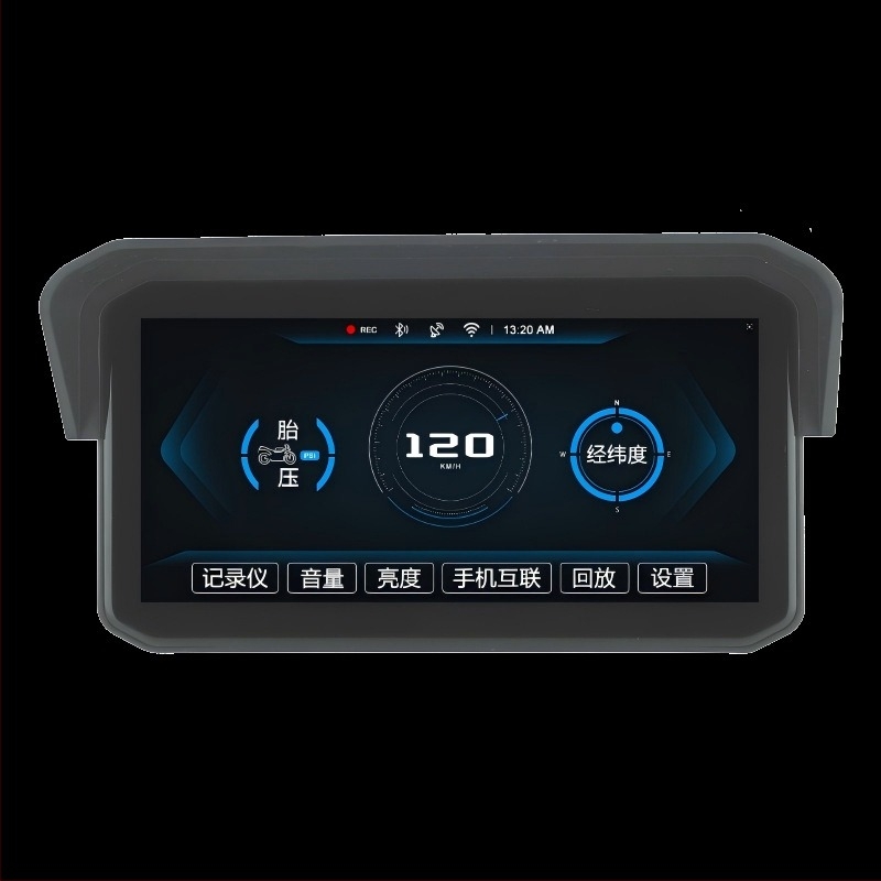 Mt9a Motorkerékpár kétkamerás dash cam, CarPlay, TPMS és holttér-észlelés, 150° látószög, 5MP, microSD kártya akár 64GB-ig, 12V