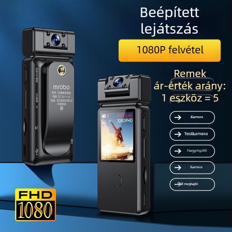 Mellkasra rögzített akciókamera motorkerékpárhoz LCD-képernyővel