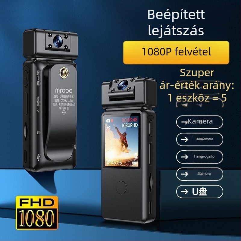 Mellkasra rögzített akciókamera motorkerékpárhoz LCD-képernyővel