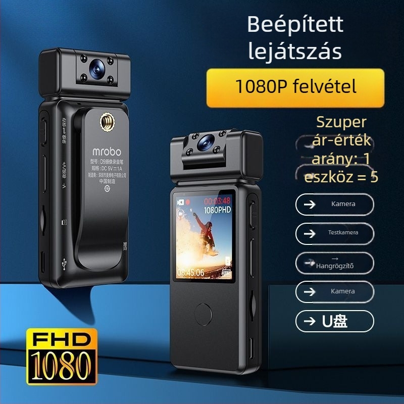 Mellkasra rögzített akciókamera motorkerékpárhoz LCD-képernyővel