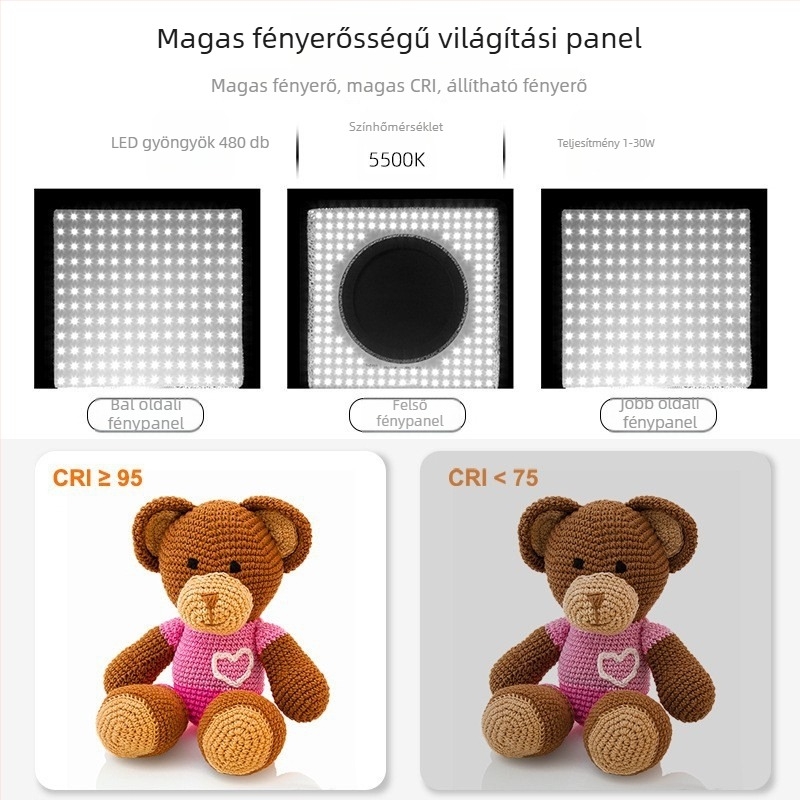 PULUZ PU5042 Soft Light Box – 72W, 5500K, akril, 4 színű háttér