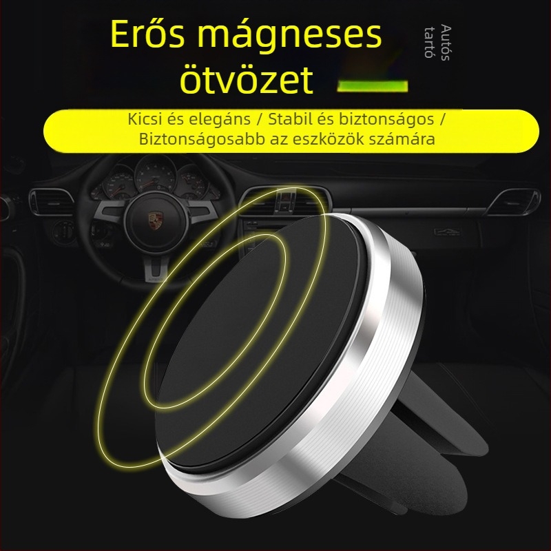 Autóban használható mágneses telefontartó a légkivezetőhöz, 360° forgás, univerzális minden telefonhoz
