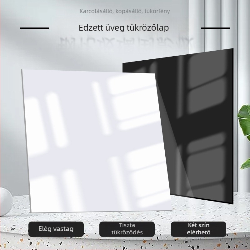 Edzett üveg hátterű panel reflektorral, 5 mm-es vastagság, 5,3 kg tömeg, termékfotózáshoz