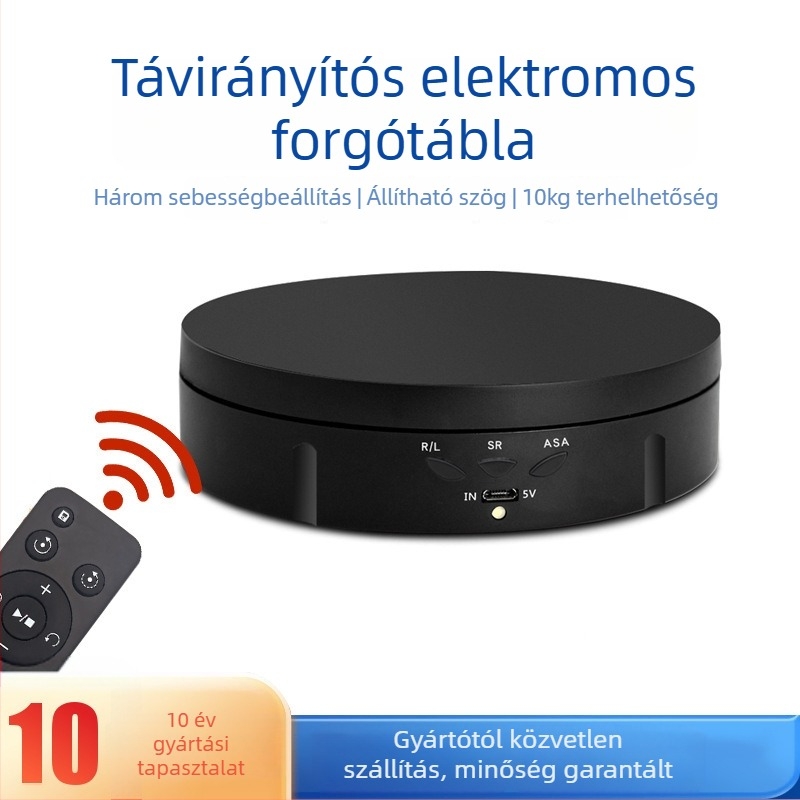 Elektronikus forgó ékszerkiállító asztal távirányítóval, USB-tápellátás, ABS burkolat, kör alakú kialakítás