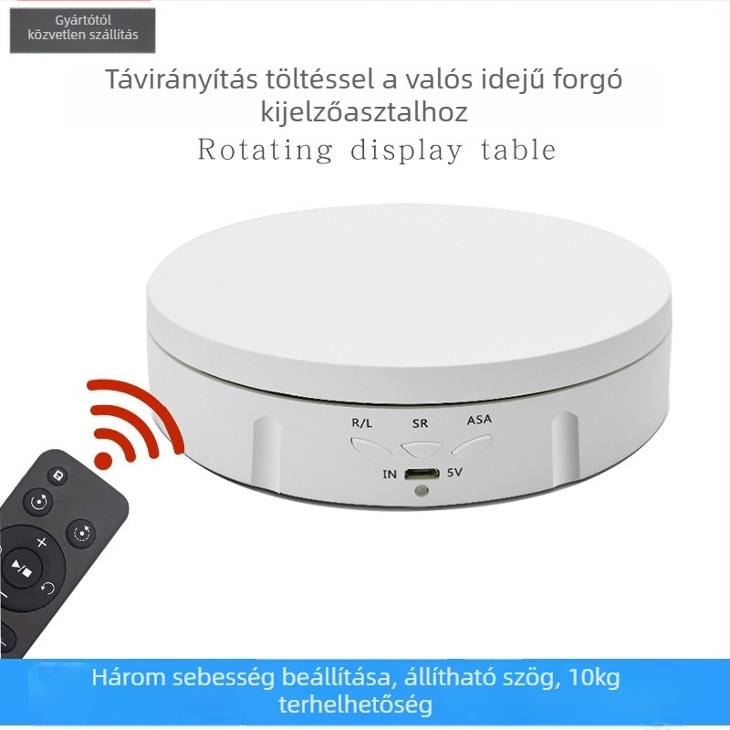 Elektronikus forgó ékszerkiállító asztal távirányítóval, USB-tápellátás, ABS burkolat, kör alakú kialakítás