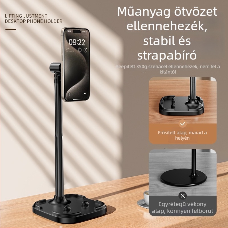 Fém telefonállvány asztali felvételhez – mágneses tartó, univerzális kompatibilitás