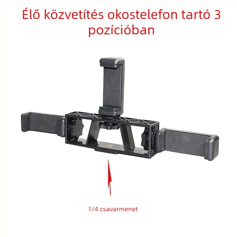 Chi Deshun Élő közvetítéshez készült telefon tartó, hozzáadott állvány, műanyag, IP-stílus, 1/4 hüvelykes menet