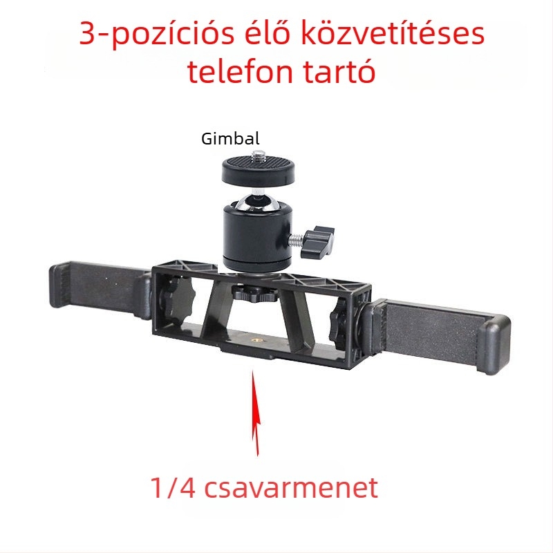 Chi Deshun Élő közvetítéshez készült telefon tartó, hozzáadott állvány, műanyag, IP-stílus, 1/4 hüvelykes menet