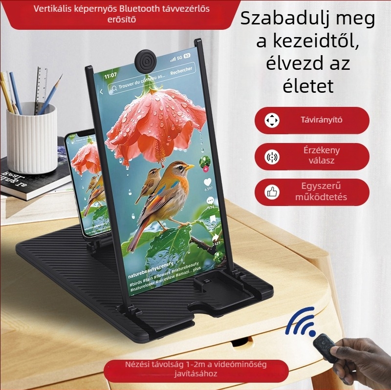 Mobiltelefonhoz készült képernyőfelerősítő állvány távirányítóval, ABS anyag, egyszerű dizájn, testreszabás támogatása