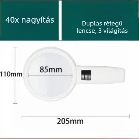 Kézi nagyító LED-es világítással, 90x nagyítás, címkék és ékszerek olvasására, okostelefonos térképek megtekintéséhez.