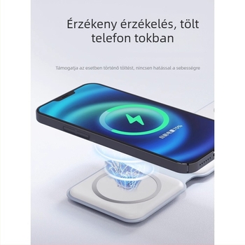 3-in-1 összecsukható mágneses vezeték nélküli töltő Apple iPhone, AirPods és Apple Watch számára – QC 3.0 gyorstöltés, kimenet 15W, összteljesítmény 22,5W
