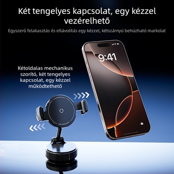 ABS anyagú autós telefontartó, univerzális, vibráció elleni funkció, 3C tanúsított