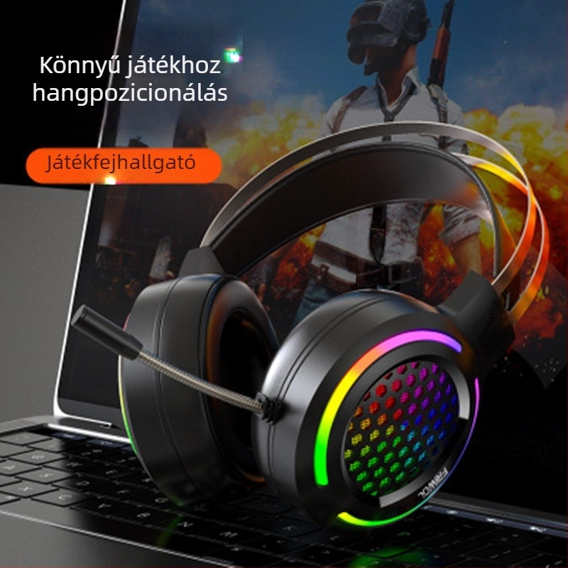 Wolf Hunter H500 gaming fejhallgató RGB világítással, 7.1-csatornás, USB-kábeles, 3,5 mm-es jack, mikrofon, frekvenciasáv 20–20000 Hz