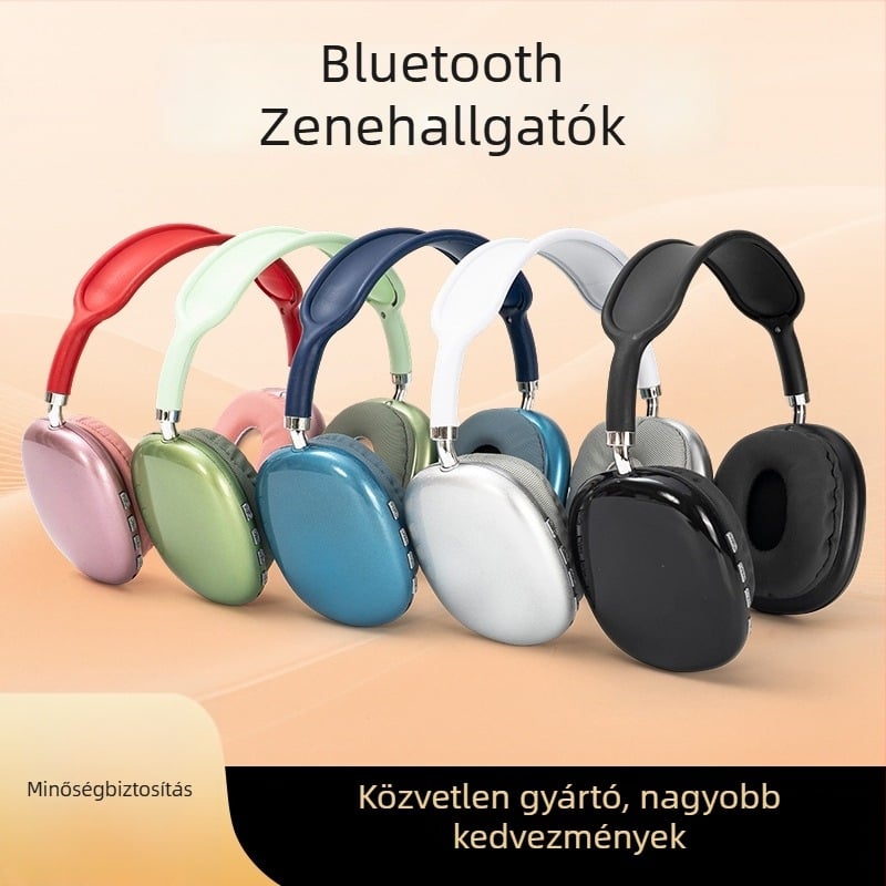 P9 Vezeték nélküli fejhallgató, over-ear, mikrofonnal, Bluetooth 5.0, 10 m hatótávolság, sztereó hang, zajcsökkentés, 4–8 órás üzemidő