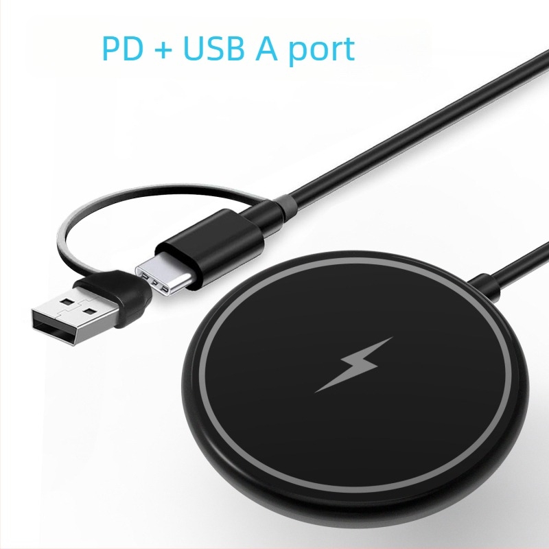 Mágneses vezeték nélküli töltőkábel mobiltelefonokhoz, PD/USB interfész, QC3.0 gyors töltés, 15W