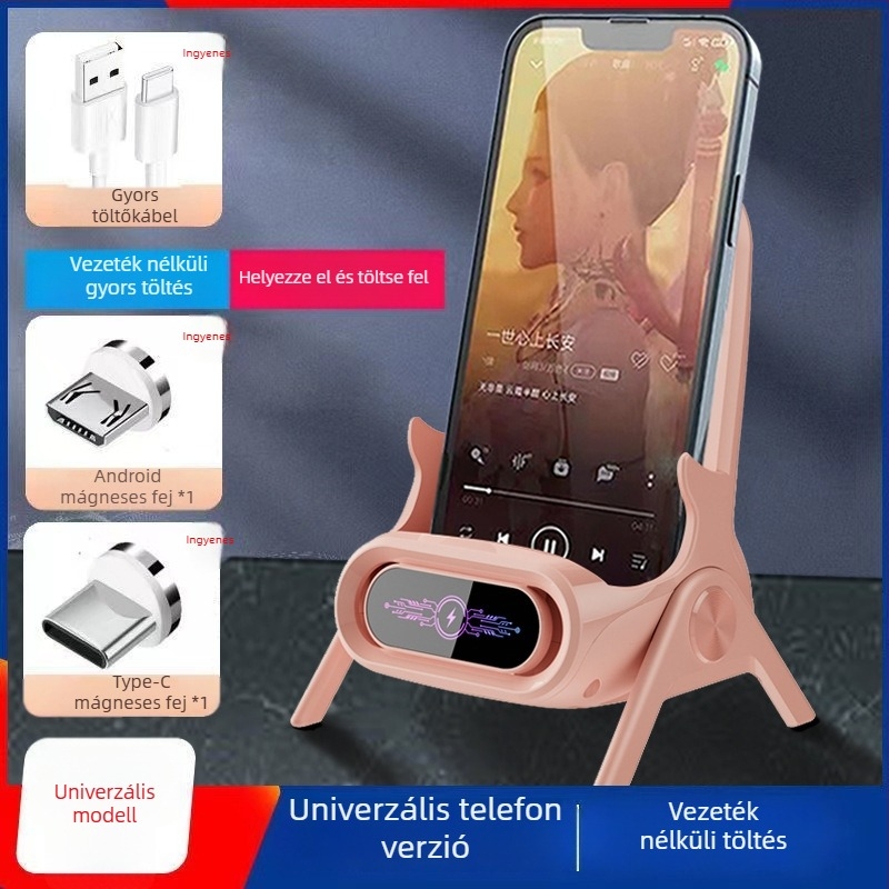 Qi vezeték nélküli töltő telefonokhoz, 15W max, 2A kimenet, mágneses töltés támogatott, gyors töltés, testreszabható