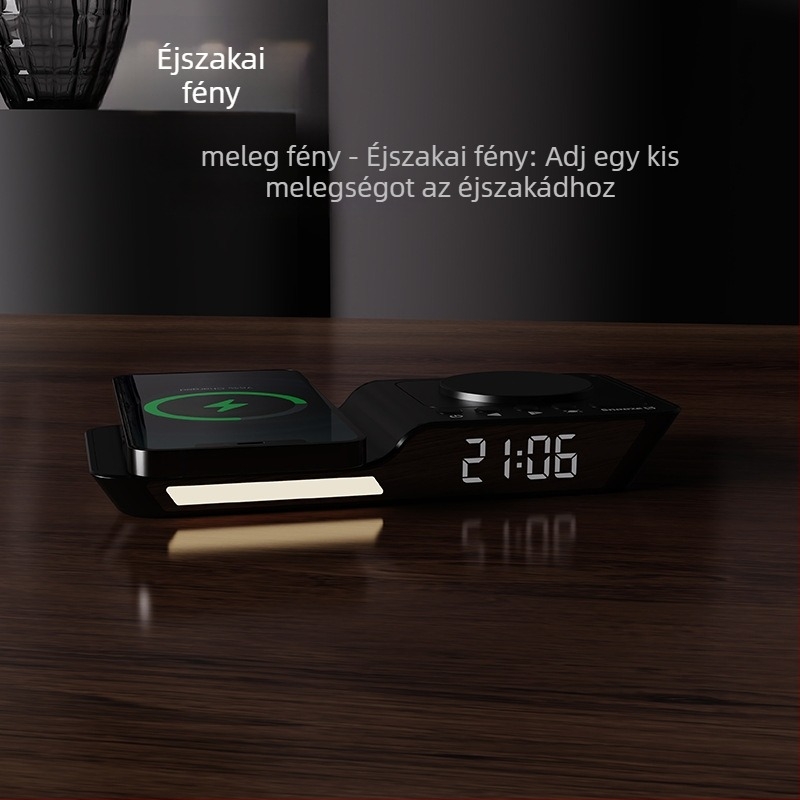 Ébresztőóra LED világítással és 25W vezeték nélküli töltő – 3-in-1 vezeték nélküli töltő, QC3.0, 3A kimenet