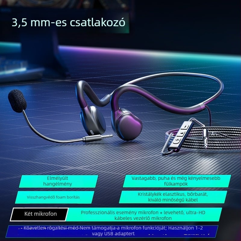 Vezetékes élő közvetítésre szánt headset mikrofon zajcsökkentéssel, PC/asztali számítógép és notebook kompatibilis, 3,5 mm jack, 2 m kábel, mindez egyben