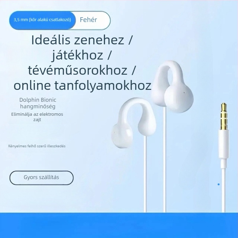 Kábeles játékfejhallgató L-kanyarú csatlakozóval (fülhallgató-stílusú viselés, mikrofon nélküli, hátulról rögzített, minimalist stílus)