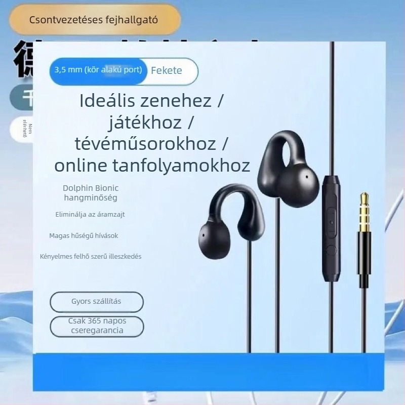 Kábeles játékfejhallgató L-kanyarú csatlakozóval (fülhallgató-stílusú viselés, mikrofon nélküli, hátulról rögzített, minimalist stílus)