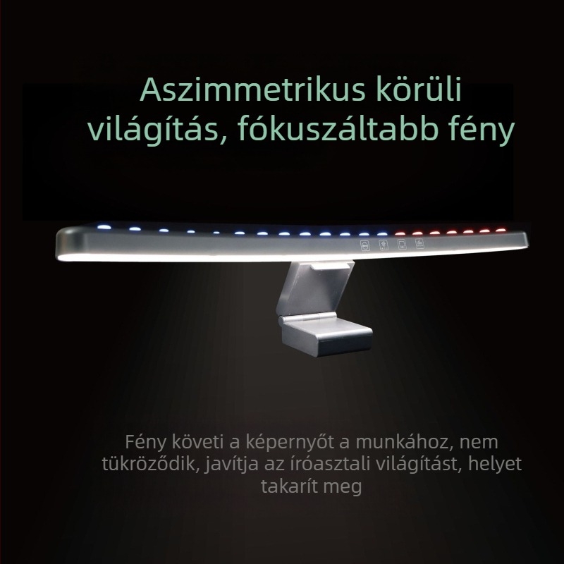 Monitor képernyőhöz függő LED-lámpa hangvezérléssel és szinkronizált környezeti fénnyel (USB tápegység; intelligens hang- és alkalmazásvezérlés; környezeti világítás mód; színhőmérséklet és fényerő szabályozás; vezeték nélküli töltés modul)